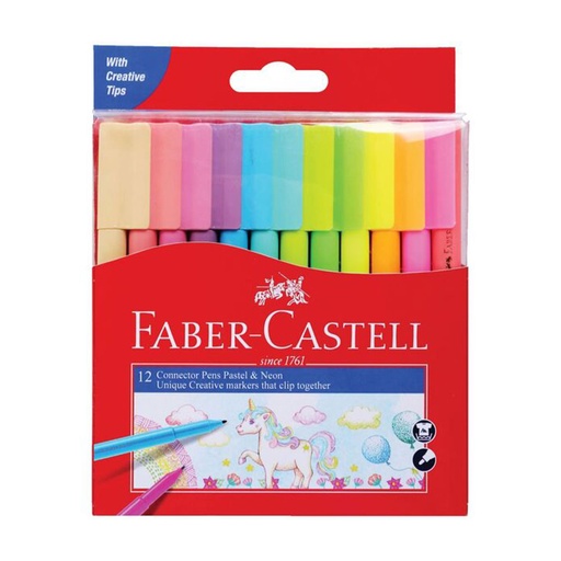 [WS4OHSX01] Faber-Castell Connector Pen Marker 12pcs (Pastel & Neon)
