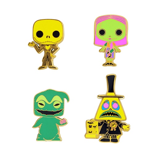 [IC14ILXN01] Nightmare Before Christmas Blacklight Enamel Pin Set 4Pk