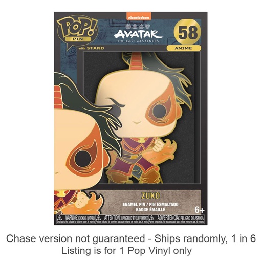 [IC15EMZU01] Avatar: the Last Airbender Zuko 4" Pop! Pin