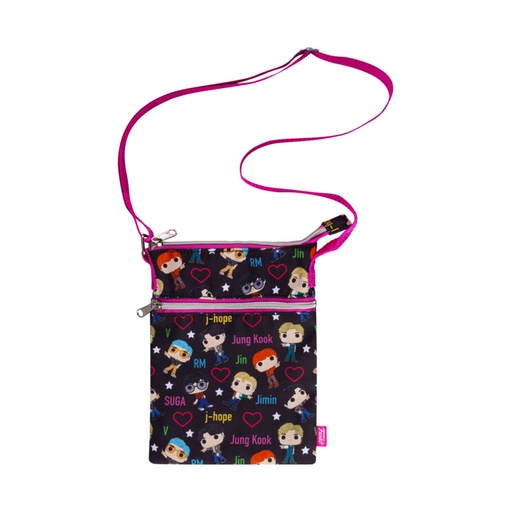 [IC15NEHC01] BTS Band with Hearts Print Crossbody Passport Bag