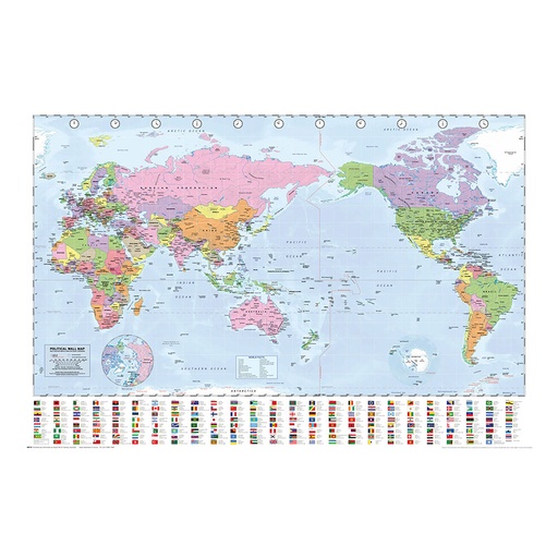 [IM3IZPN01] World Map with Flags Poster (61x91.5cm)