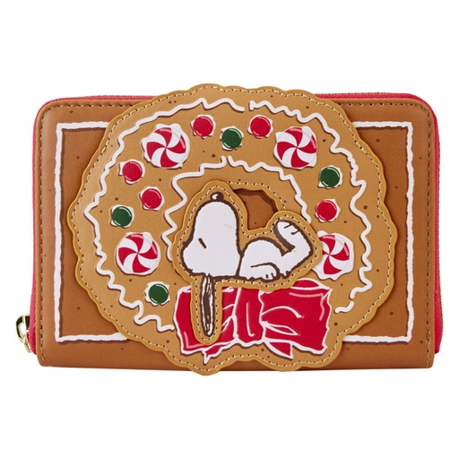 [IC16BHAE01] Peanuts Snoopy Gingerbread Wreath Scented Zip Around Wallet