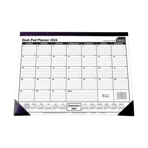 [WS5VCAR01] Sasco Desk Pad Year to View 2024 Planner