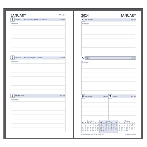 [WS5XWMM01] Collins Debden Slimline WTV 2024 Dayplanner Refill