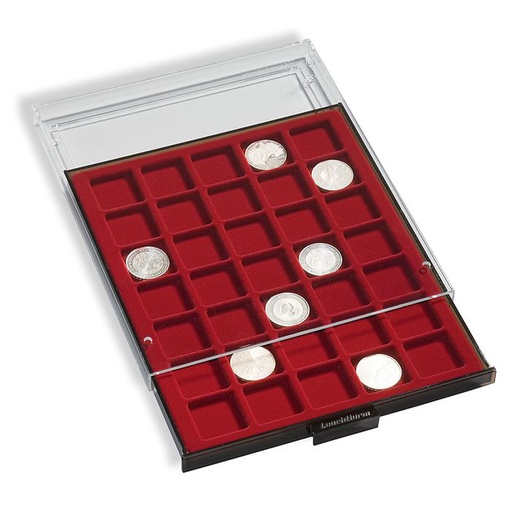 [RG2ROVR01] Leuchtturm Coin Box Square Space (Gery/Red)