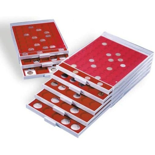 [RG2KNLZ01] Leuchtturm 35 Round-Spaced Coin Drawer 26mm (Grey/Red)