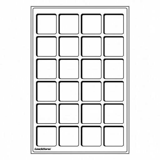 [RG2UQZO01] Leuchtturm Square-Spaced 24pc 47mm Coin Tray L 2pk