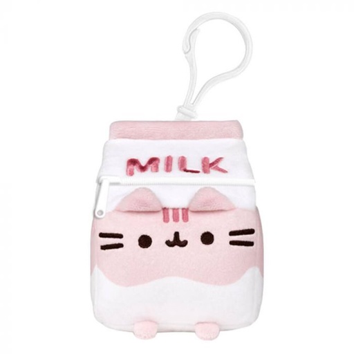 [JR9FNGM01] Pusheen Sips Strawberry Milk Bag Charm Purse