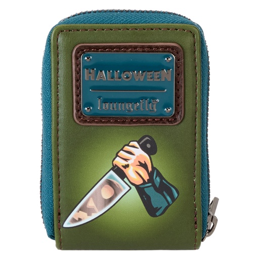 [IC19DBQO01] Halloween Michael Myers Pumpkin Glow Accordion Zip Wallet