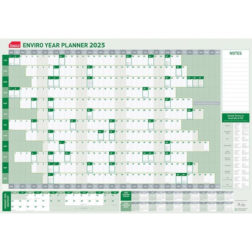 [WS6GRQA01] Sasco Enviro Year to View 2025 Planner (610x870mm)