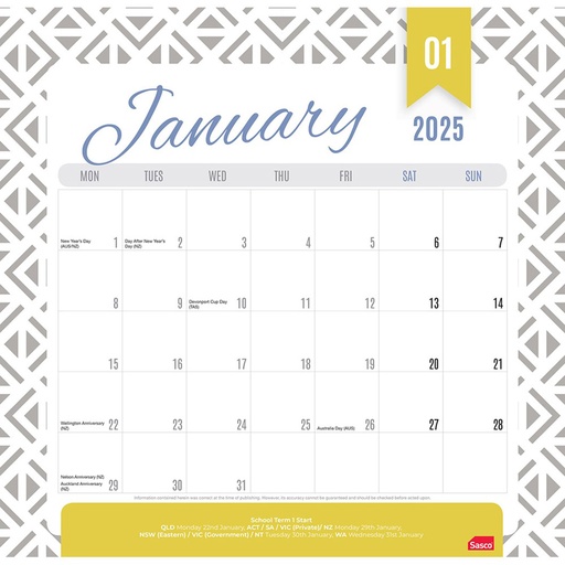 [WS6JHGL01] Sasco Magnetic Month to View 2025 Calendar (325x315mm)