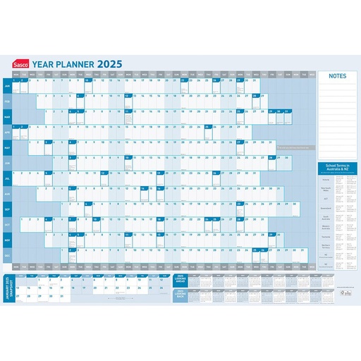 [WS6XYNM01] Sasco Standard Year to View 2025 Planner (610x870mm)