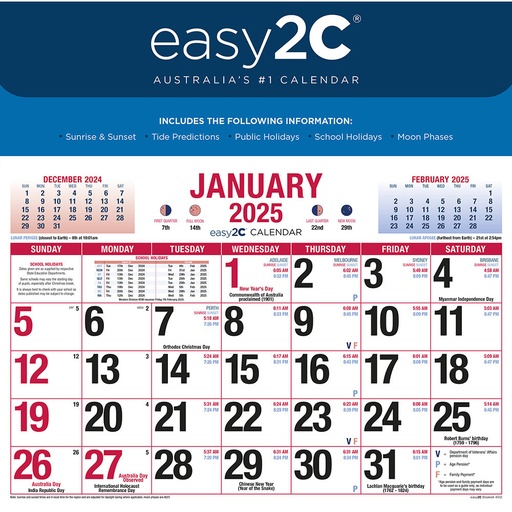[WS6JDAK01] Easy2cMagnetic 2025 Calendar