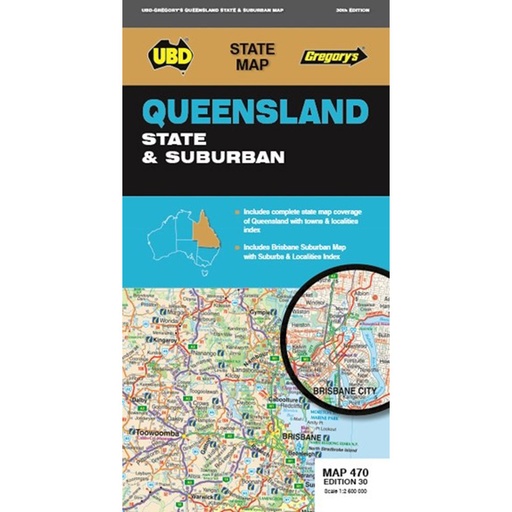 [WS6WOHM01] UBD Queensland State and Suburban Map 470 30th Edition
