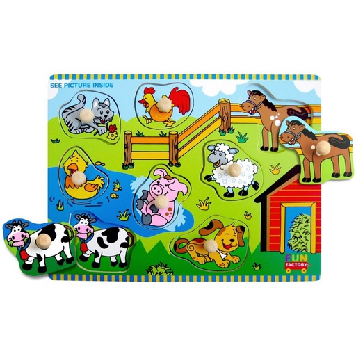 [RI3RKOA01] Farmhouse Wooden Puzzle with Knobs