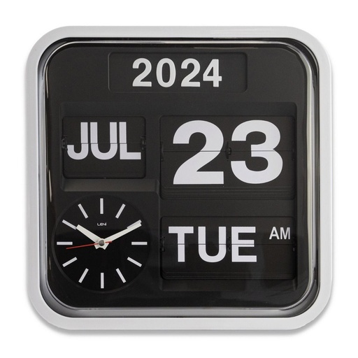 [BI1MZDX01] Black Leni Bankers Clock with Calendar (32x32cm)