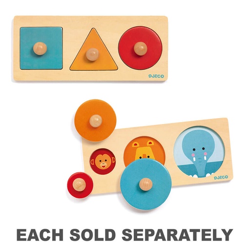 [KA1AOOH01] Djeco Shapes Wooden Knob Puzzle
