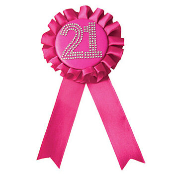 [PBRB001] Pink 21st Birthday Rosette Badge