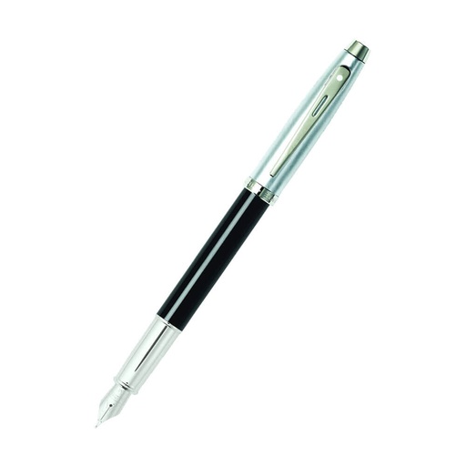 [BM1BTM01] 100 Brushed Chrome Cap/Black Trim Medium Fountain Pen