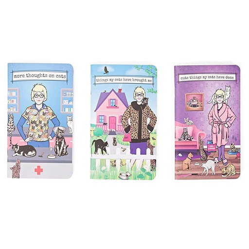 [WV1NS301] Archie McPhee Crazy Cat Lady Notebooks Set of 3