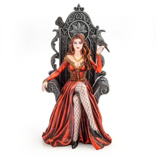 [MI18RQO01] Red Queen on Throne with Raven Figurine